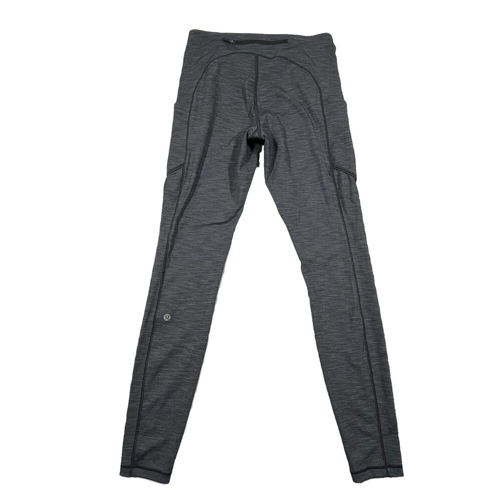 Lululemon Leggings Size 6 Gray Heathered Side Pockets Full Length